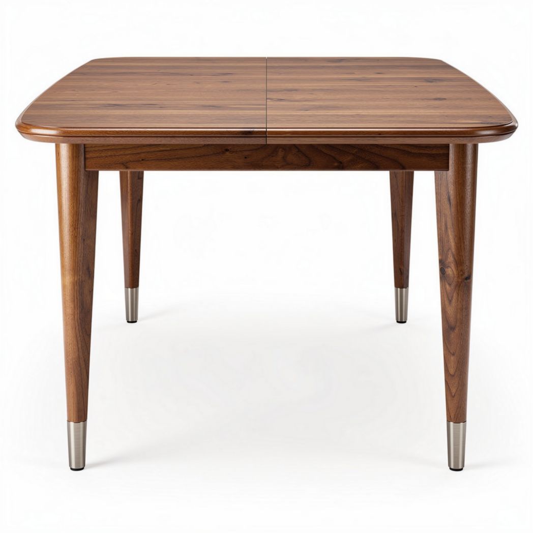 Mesa de jantar de madeira escura com acabamento em metal 120 x 80 x 75cm