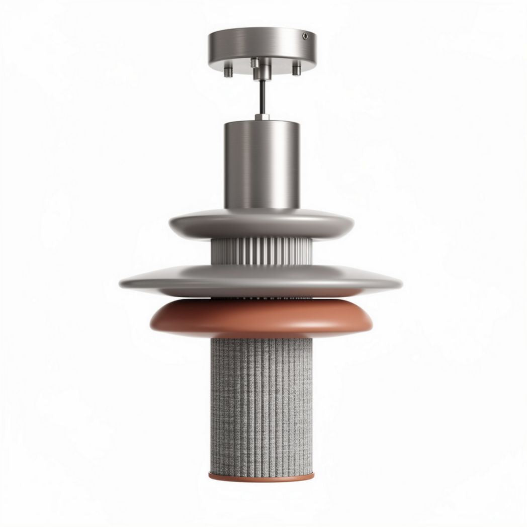 Ventilador de tecto em alumínio cinza com design moderno e dimensões de 15 x 15 x 30cm