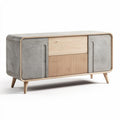 buffet em madeira natural e cimento 150 x 50 x 70cm combinando modernidade e funcionalidade